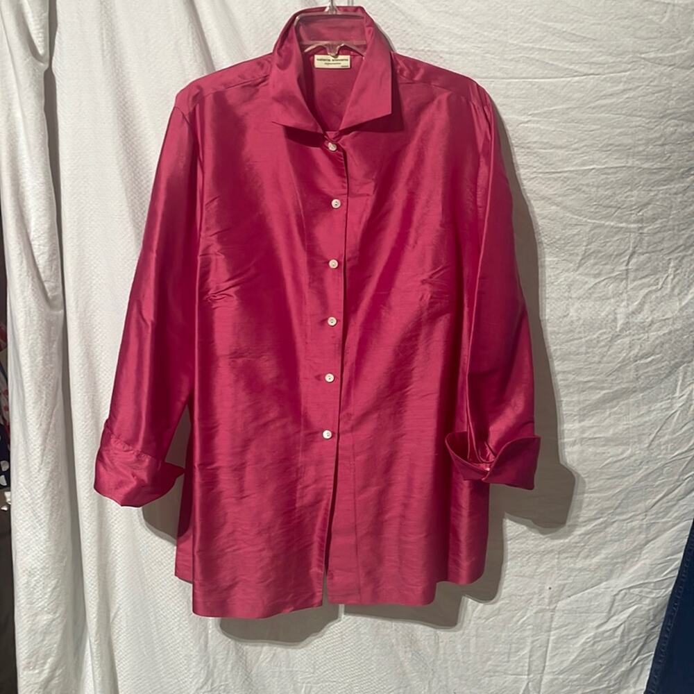 Valerie Stevens 1x watermelon shantung silk tunic blouse in euc worn once